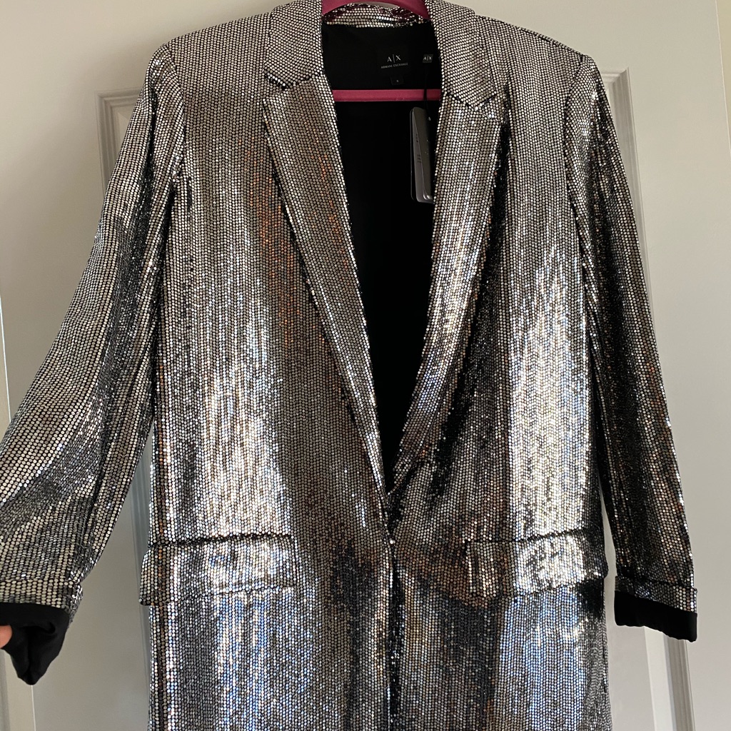 A/X Armani Metallic Blazer Snap Closure Size 8